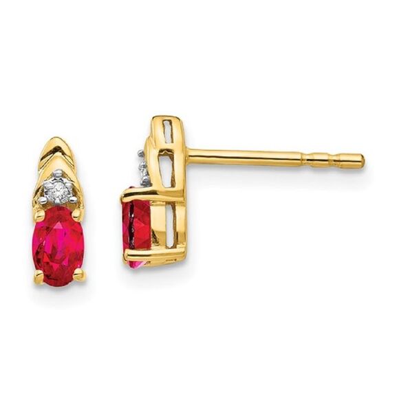 Kazi Luxury 14k Yellow Gold Ruby & Diamond Earrings Timeless Beauty & Luxury